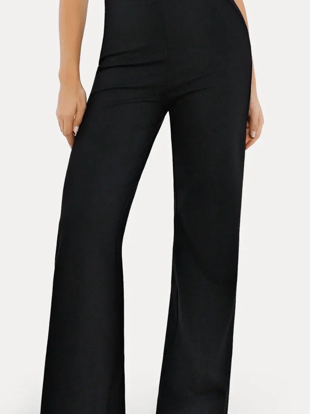 Popilush High-Waist Wide Leg Pants - Black Size Large New